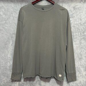 Vuori Long Sleeve Top S Heather Gray Stretch Cotton Blend Athleisure Rib Crew
